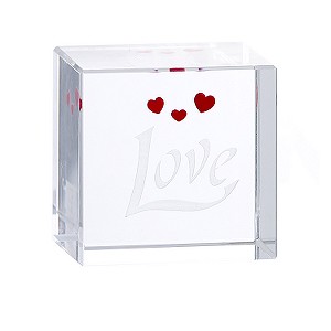 Clear Intentions Mini Block Crystal Collectible - Love