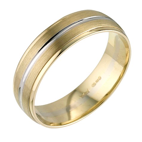 Mens 18ct two colour gold court wedding ring