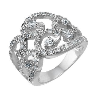 silver cubic zirconia swirl ring - small