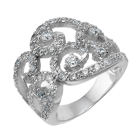 sterling silver cubic zirconia swirl ring - small