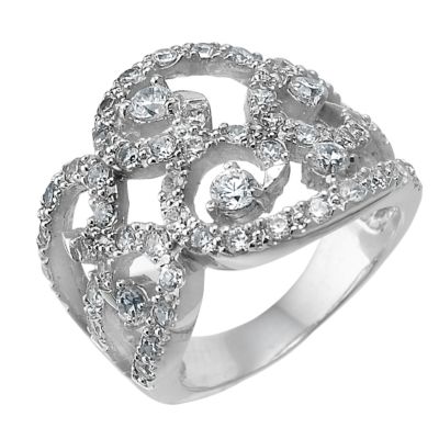 sterling silver cubic zirconia swirl ring - medium