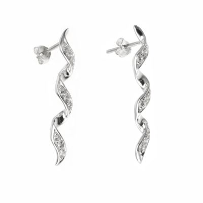Sterling silver cubic zirconia corkscrew drop earrings - Product number 6261906