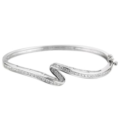 sterling silver cubic zirconia swirl bangle