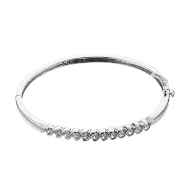 Sterling silver cubic zirconia wave bangle - Product number 6261957