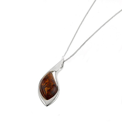 sterling silver amber drop pendant