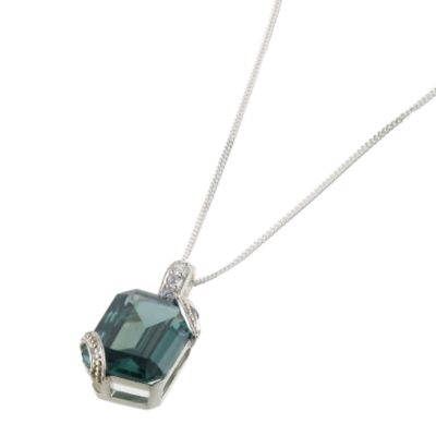 sterling silver green cubic zirconia drop pendant