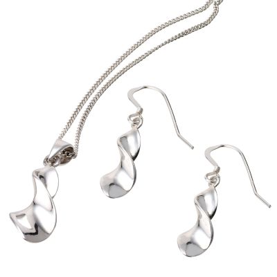 silver twist earring and pendant