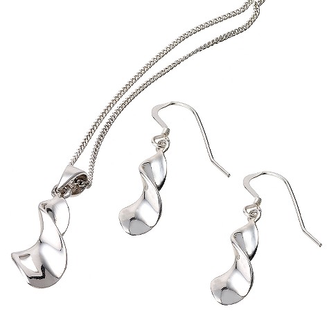 silver twist earring and pendant