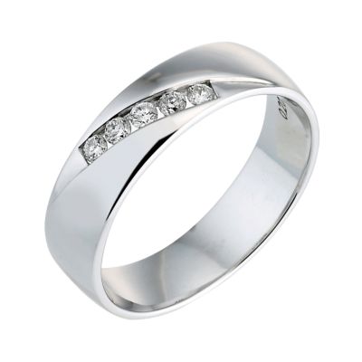 Unbranded 18ct white gold mens fifth carat diamond set ring