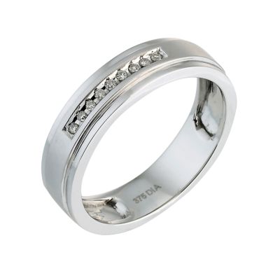 9ct white gold men's diamond set court ring - Product number 6268803