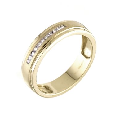 18ct yellow gold channel set diamond men