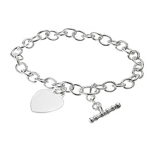Silver Heart T Bar Bracelet