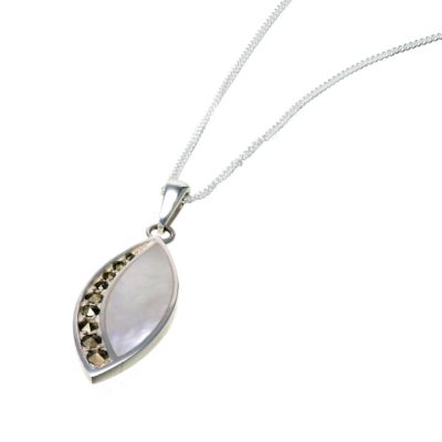 sterling silver mother of pearl wave pendant