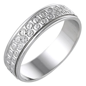 Ladies 9ct White Gold 5mm Diamond Cut Ring