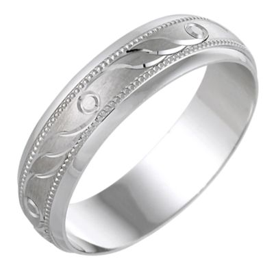 Men's 9ct White Gold Diamond Cut 6mm Ring - Product number 6282075