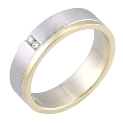 Ladies' 9ct Gold Two Colour Diamond Set 5mm Ring - Product number 6284361