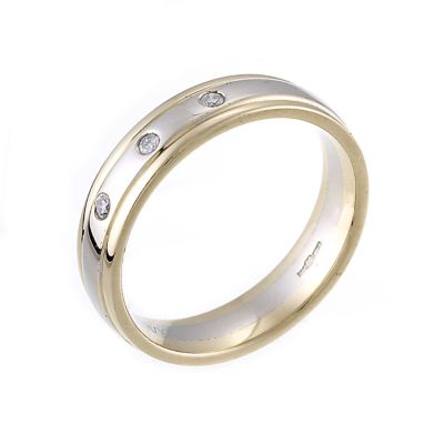 Ladies' 18ct Gold Two Colour Diamond Set 5mm Ring - Product number 6286119