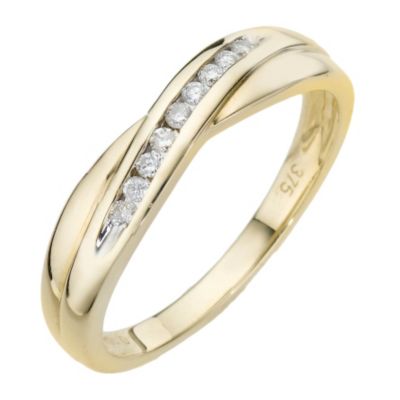 9ct Yellow Gold Cross Over Ring