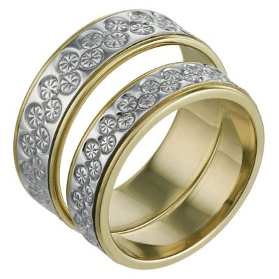 9ct Yellow And White Gold Court Finish Wedding Set - 5/6mm - Product number 6287417