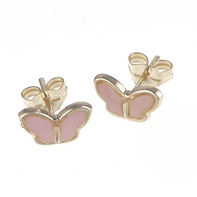 9ct Yellow Gold Enamel Butterfly Earrings