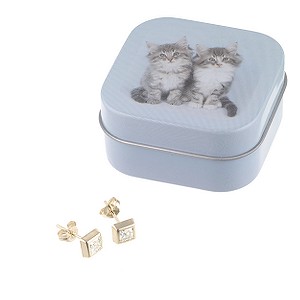 9ct Gold Cubic Zirconia Stud Earrings in Kitten