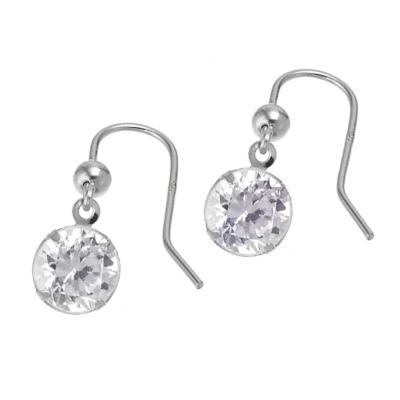 9ct White Gold Cubic Zirconia 6mm Drop Earrings - Product number 6299571