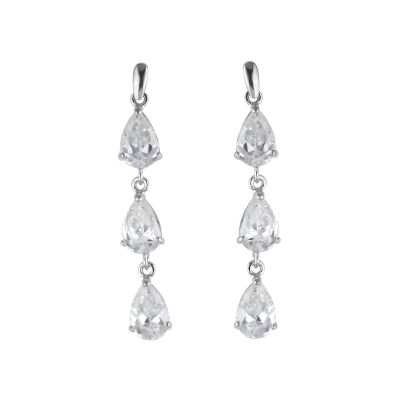9ct White Gold Triple Pear Drop Earringss - Product number 6300065