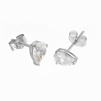 9ct White Gold Cubic Zirconia Pear Shaped Stud Earrings - Product number 6300383