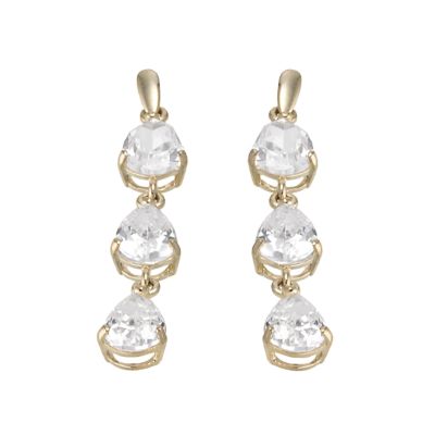 9ct Yellow Gold Cubic Zirconia Triple Drop Earrings - Product number 6300391