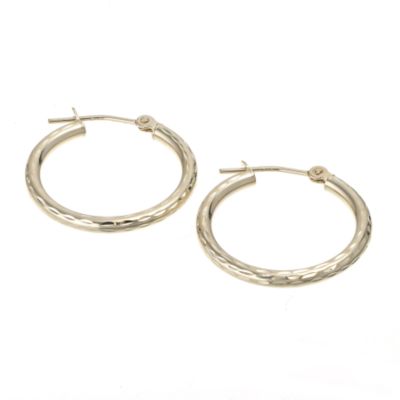 9ct Gold Diamond Cut 20mm Creole Earrings