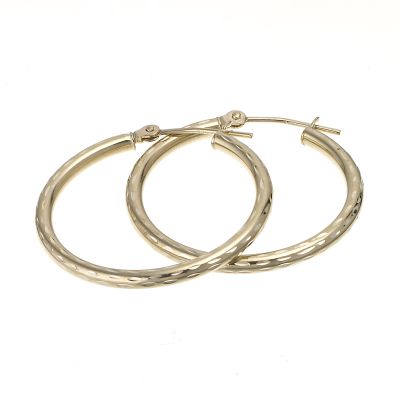 9ct Gold Diamond Cut 25mm Creole Earrings