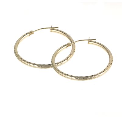 9ct gold Diamond Cut 30mm Creole Earrings