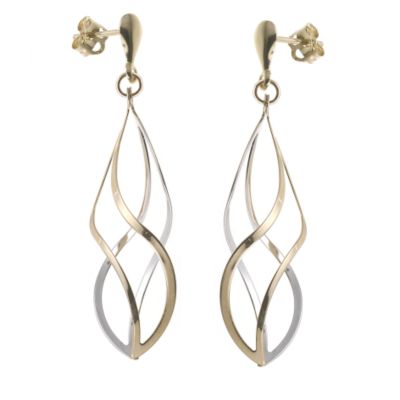 H Samuel 9ct Gold Double Twist Drop Earrings