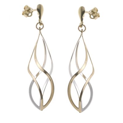 9ct Gold Double Twist Drop Earrings