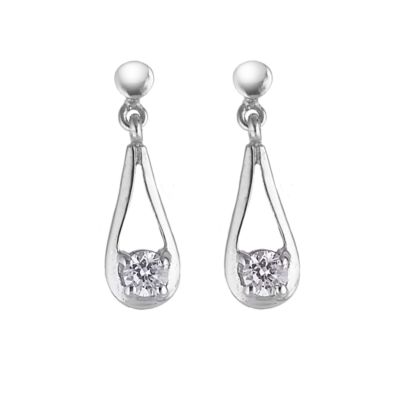 9ct White Gold Cubic Zirconia Teardrop Earrings - Product number 6301355