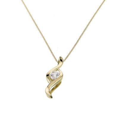 9ct Yellow Gold Cubic Zirconia Swirl Pendant