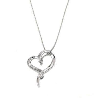 9ct White Gold Cubic Zirconia Heart Pendant - Product number 6301967