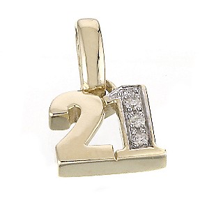 9ct Yellow Gold Diamond 21st Birthday Charm9ct Yellow Gold Diamond 21st Birthday Charm
