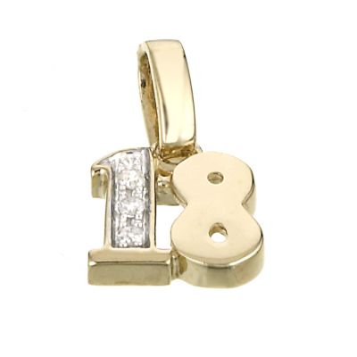 9ct Yellow Gold Diamond 18th Birthday Charm