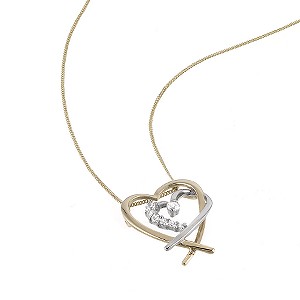 9ct Two Colour Gold Cubic Zirconia Heart Pendant