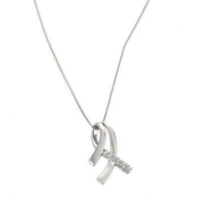 9ct White Gold Cubic Zirconia Twist Pendant - Product number 6302076