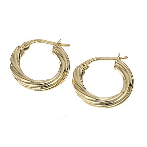 9ct Yellow Gold Oval Creole Twist Earrings