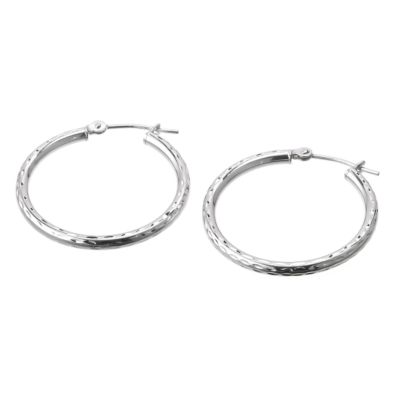 9ct White Gold Creole Earrings - Product number 6304427