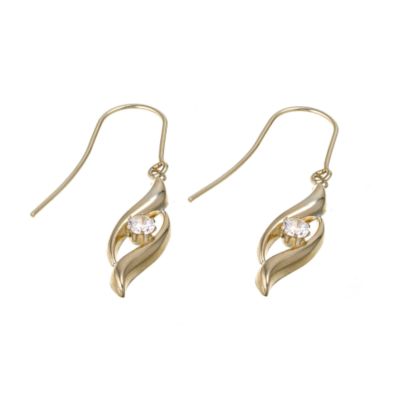 9ct Yellow Gold Cubic Zirconia Long Wave Drop Earrings - Product number 6304435