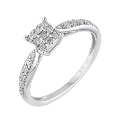 9ct White Gold 15 Point Diamond Ring