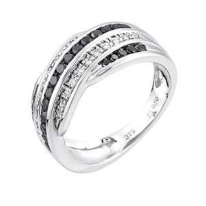 9ct Black And White Half Carat Diamond Ring