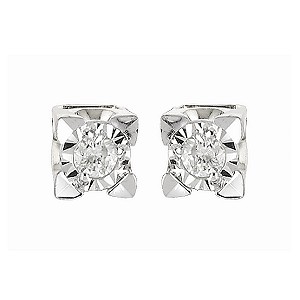 9CT oro blanco diamante aretes Earrings9ct oro blanco diamante Stud