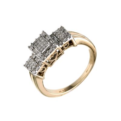 H Samuel 9ct Gold 0.25 Carat Diamond Cluster Ring