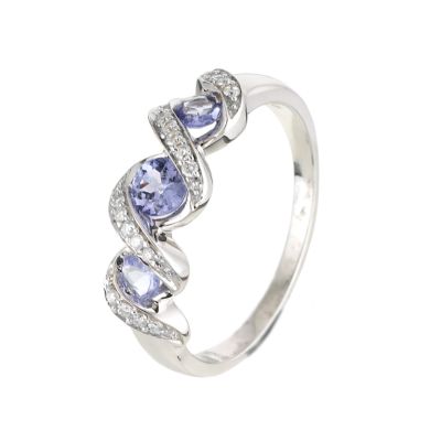 9ct White Gold Tanzanite three Stone Ring - Product number 6314422