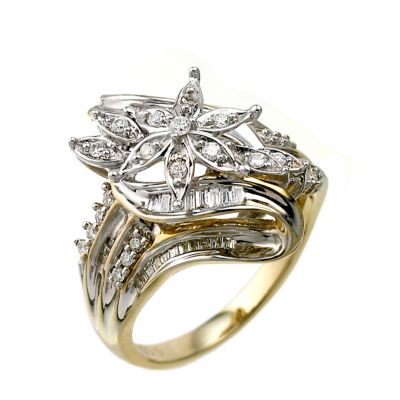 9ct Two Colour Gold 0.50 Carat Diamond Flower